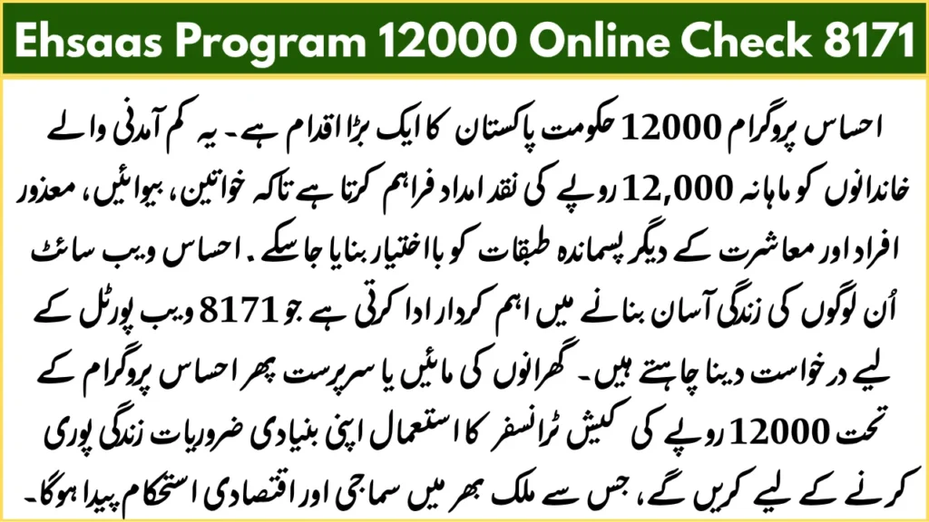 ehsaas program 12000 online check 8171