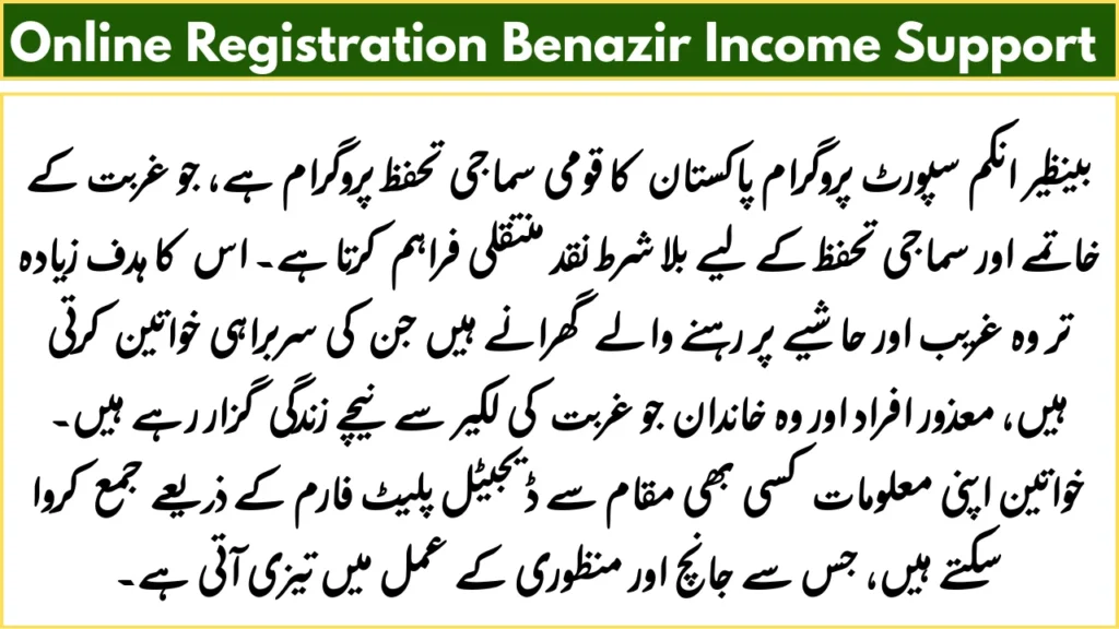 online registration benazir income support programme