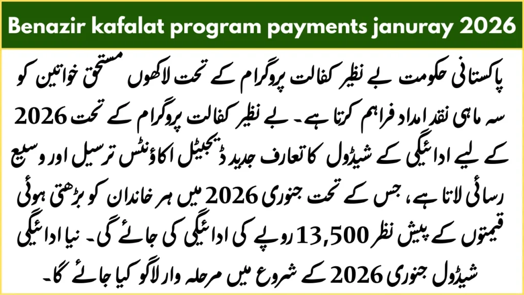 Benazir kafalat program payments januray 2026