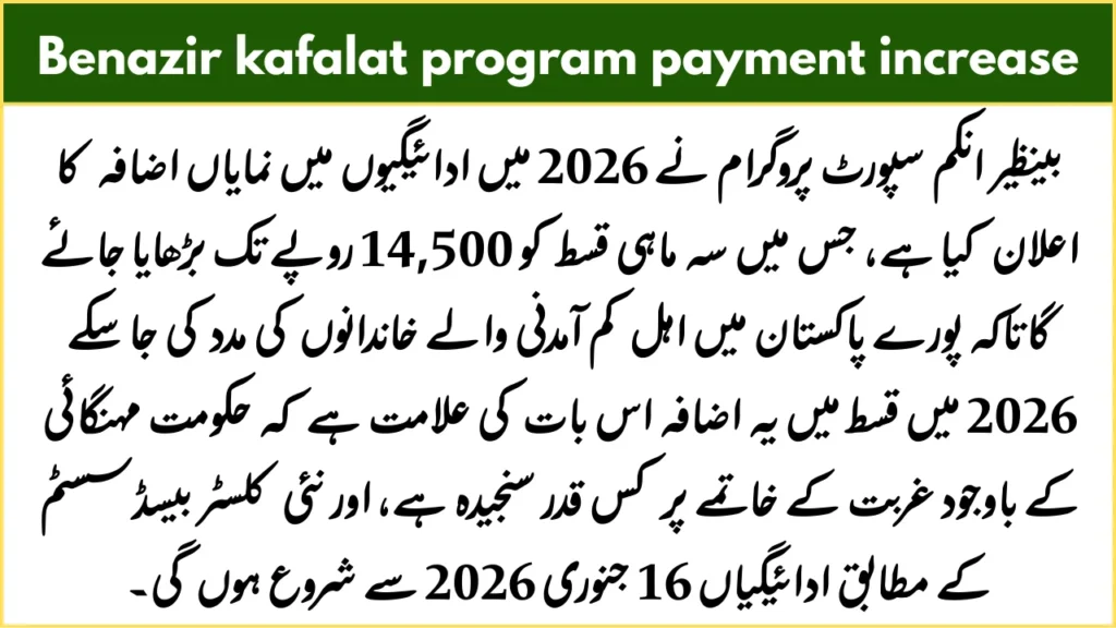 BISP Kafalat Payment Increase 2026 Complete Details 2 benazir kafalat program payment increase